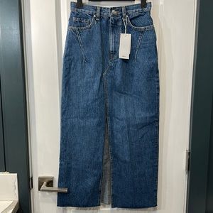 NWT MANGO denim jean midi skirt with front slit XS